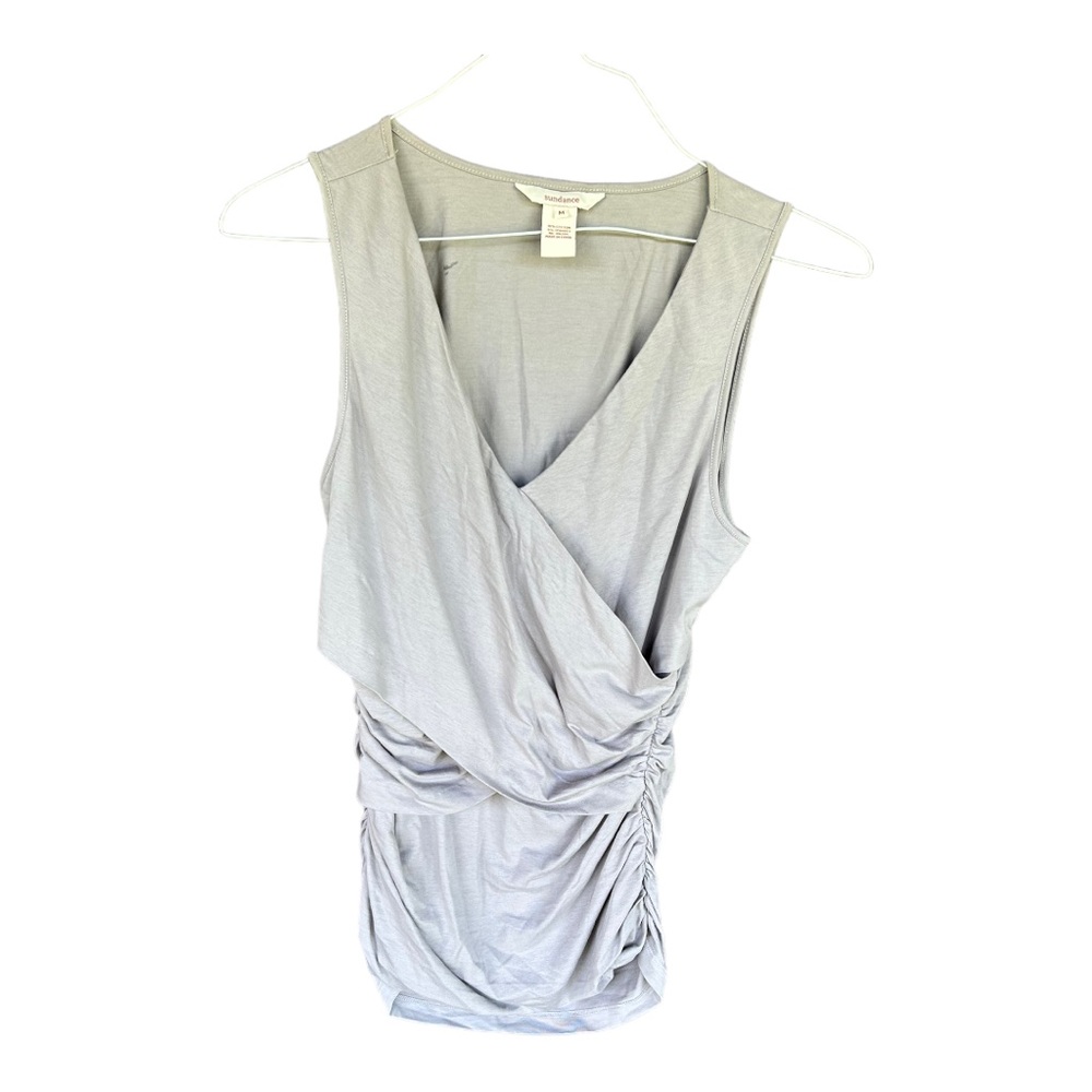 Sundance Tank Vanessa Faux Wrap Ruched V neck Stretch Blend Size Medium